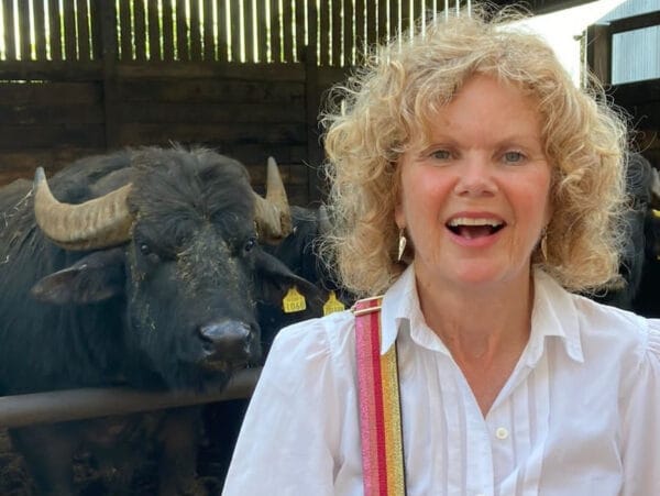 Jane with buffalo